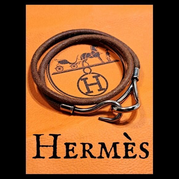 Hermès Leather Silver Hook Bracelet/Necklace Choker - Picture 1 of 15